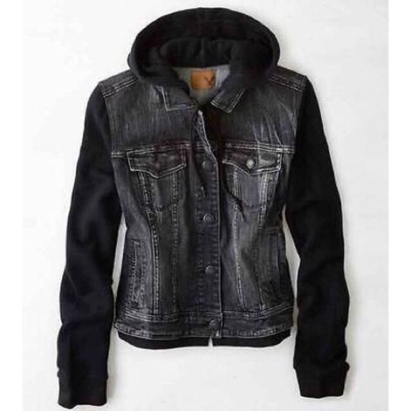 American Eagle Outfitters Jackets & Blazers - ⬇️ American Eagle Hooded Denim Sweatshirt Jacket